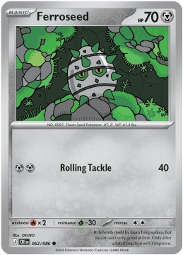 Ferroseed REVERSE HOLO #62 - Pokemon Chaos Rising