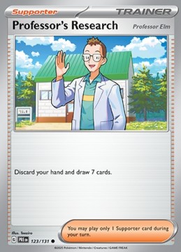 Professor's Research: Professor Elm REVERSE HOLO #123 - Pokemon Prismatic Evolutions