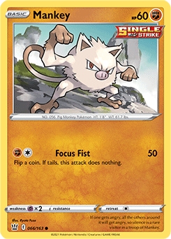 Mankey REVERSE HOLO #66 - Pokemon Battle Styles