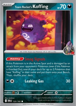 Team Rocket's Koffing REVERSE HOLO #125 - Pokemon Destined Rivals