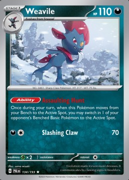 Weavile REVERSE HOLO #134 - Pokemon Paldea Evolved 