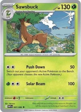 Sawsbuck REVERSE HOLO #7 - Pokemon White Flare