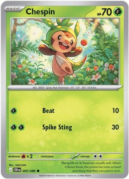 Chespin REVERSE HOLO #5 - Pokemon Chaos Rising