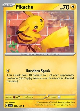Pikachu REVERSE HOLO #51 - Pokemon Temporal Forces