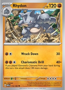 Rhydon REVERSE HOLO #112 - Pokemon Scarlet & Violet 151