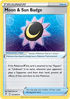 Moon & Sun Badge REVERSE HOLO #151 - Pokemon Evolving Skies