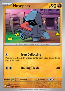 Nosepass REVERSE HOLO #107 - Pokemon Obsidian Flames