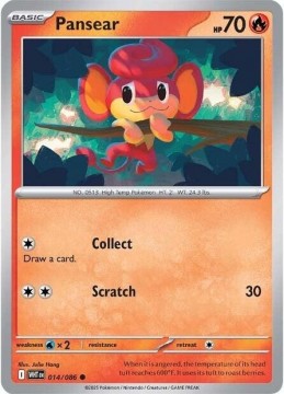 Pansear REVERSE HOLO #14 - Pokemon White Flare