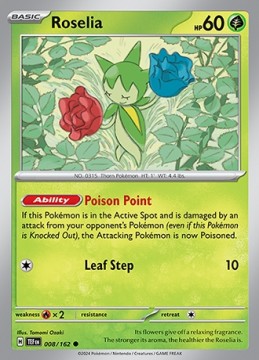 Roselia REVERSE HOLO #8 - Pokemon Temporal Forces 