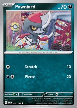 Pawniard REVERSE HOLO #132 - Pokemon Scarlet & Violet