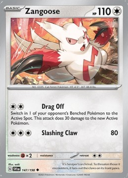 Zangoose REVERSE HOLO #147 - Pokemon Scarlet & Violet