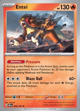 Entei HOLO #30 - Pokemon Obsidian Flames