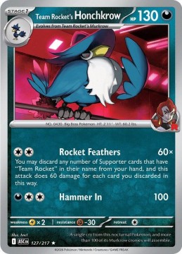 Team Rocket's Honchkrow HOLO #127 - Pokemon Ascended Heroes