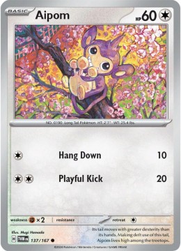 Aipom REVERSE HOLO #137 - Pokemon Twilight Masquerade