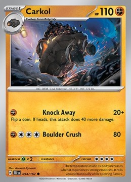 Carkol REVERSE HOLO #94 - Pokemon Temporal Forces
