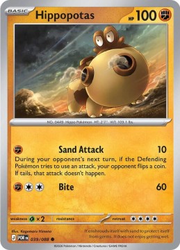Hippopotas REVERSE HOLO #39 - Pokemon Perfect Order