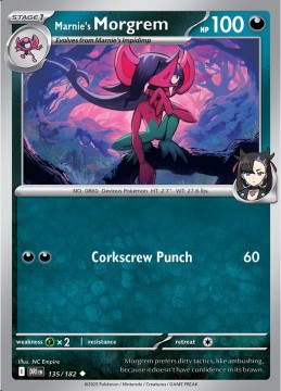 Marnie's Morgrem REVERSE HOLO #135 - Pokemon Destined Rivals
