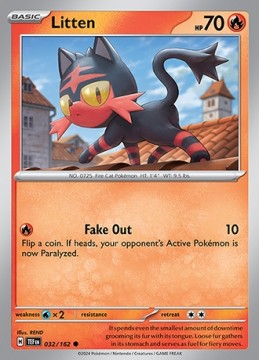 Litten REVERSE HOLO #32 - Pokemon Temporal Forces