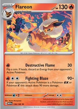 Flareon HOLO #136 - Pokemon Scarlet & Violet 151