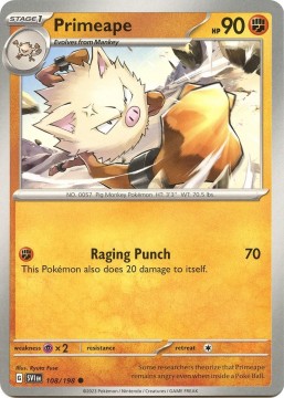 Primeape REVERSE HOLO #108 - Pokemon Scarlet & Violet