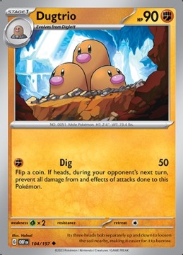 Dugtrio REVERSE HOLO #104 - Pokemon Obsidian Flames 